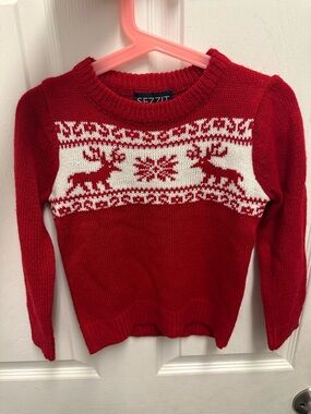 Red Kids Reindeer Fair Isle Sweater